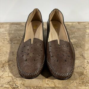 Women’s SAS Brown Comfort Leather Sonyo Slip On Heels Size 9 M